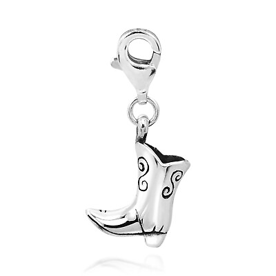 #ad Mini Cowboy Boot .925 Silver Clip On Pendant or Charm $19.99
