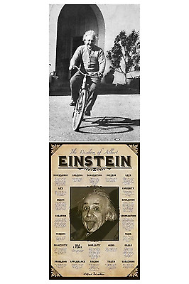 #ad Albert Einstein 2 Individual Posters Quote Bike Black and White New Never Hung $17.99