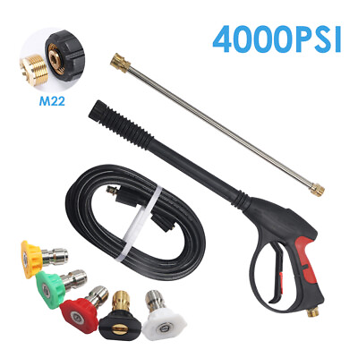 #ad 4000 PSI High Pressure Car Power Washer Spray Gun Wand Lance Nozzle Hose Kit M22 $36.66