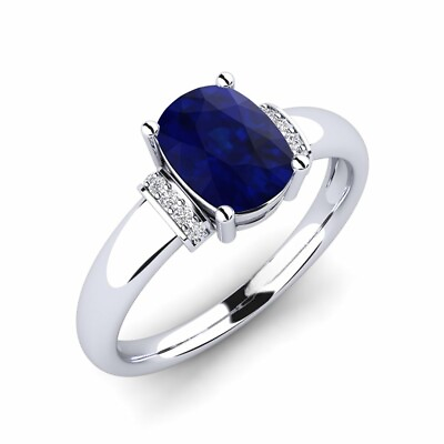 #ad Blue Sapphire Cushion 8x6mm Ring With Natural Accents For Girls And Woman#x27;s $44.50