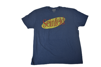 #ad Seinfeld Mens Distressed Print Logo Navy Heather Tee Shirt New M L XL 2XL $9.99