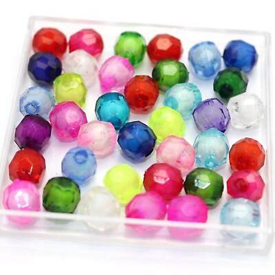 #ad 500 Mixed Color Acrylic Faceted Round Beads 10mm quot;Bead in Beadquot; $13.61