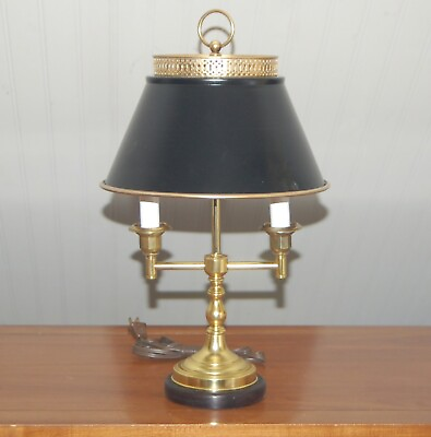 #ad BRASS BOUILLOTTE LAMP Black Baroque Candelabra French Gold Hollywood Regency $185.00