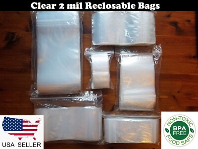 #ad CLEAR 2 MIL ZIP SEAL BAGS POLY PLASTIC RECLOSABLE TOP LOCK ZIPPER 2MIL BAGGIES $5.94