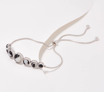 #ad Generation Gems WHITE BUFFALO Round Gemstone Adjustable Bracelet Sterling Silver $136.16