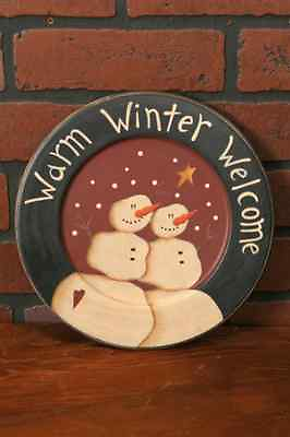 #ad Snowman wood Plate warm winter wishes $20.89