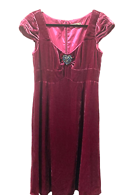 #ad Vintage Nanette Lepore Dress Jeweled 8 sz Velvet Plum Pink USA Silk Blend Y2K 90 $29.00