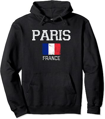 #ad Vintage Paris France French Souvenir Gift Flag Unisex Hooded Sweatshirt $34.99