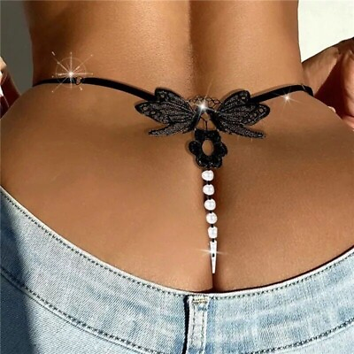 #ad Sexy Women Lace Pearl Thong G string Panties Lingerie Underwear Crotchles T back $6.25