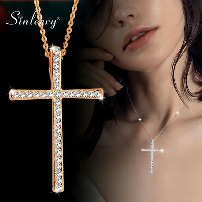 Rhinestone Cross Pendant Necklace Chain For Women $15.00
