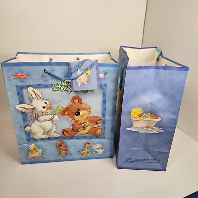 #ad Little Suzy#x27;s Zoo Paper Gift Bags Bunny Bear 13 x 11 x 6 Baby Shower Lot of 2 $9.95