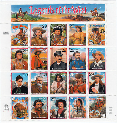 #ad Scott #2869 29¢ Legends of the West Sheet of 20 Stamps MNH $7.22