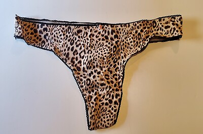 #ad Victorias Secret Panty XL Thong 100% Cotton Leopard Print NWT $19.99