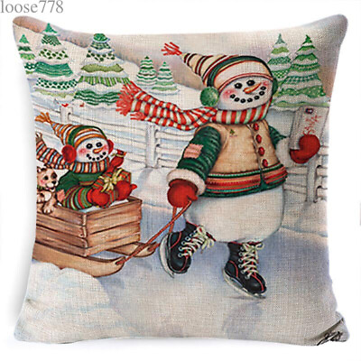 #ad Merry Christmas 2PCS Pillowcase 18x18in Sofa Throw Pillow Cover 25nj718 $27.97