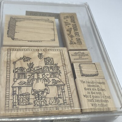 #ad Stampin Up Stamp Your Art Out Wooden Stamp Set Rare Vintage $34.88