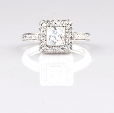 #ad 2.25Ct Princess Lab Created Diamond 14k White Gold Wedding Anniversary Halo Ring $289.00