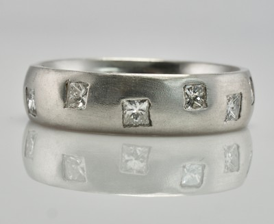 #ad Diamond Ring 18K White Gold Eternity Band .96 TDW Square Princess $1635.00