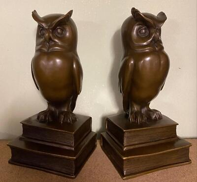 #ad Pair of Bronze Owls on Books Make a great Pair of Bookends Signed GBP 349.00