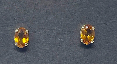 #ad 14K Yellow Gold Oval Citrine Gemstone Pierced Stud Earrings $74.99