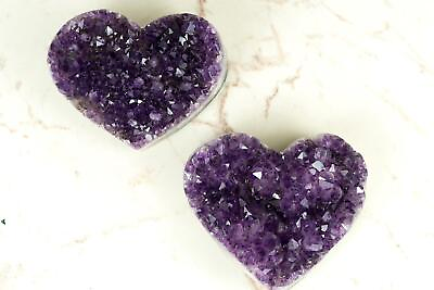 #ad Set of 2 High Grade Amethyst Hearts Natural Deep Purple Amethyst Hearts Whole $340.00
