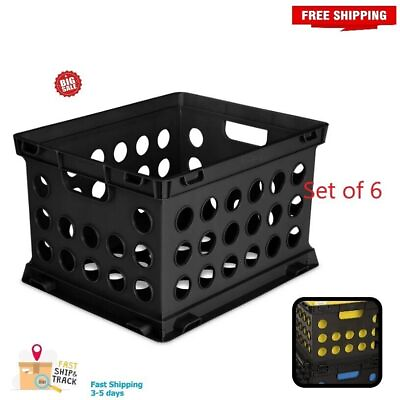 #ad Sterilite File Crate Plastic Black Set of 6 $21.34
