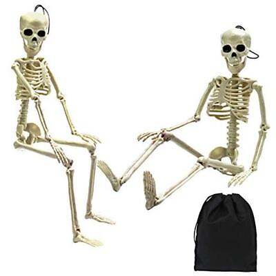 #ad ELCOHO 2 Packs Posable Halloween Skeleton 15.8 Inches Movable Full Body Bone $19.60