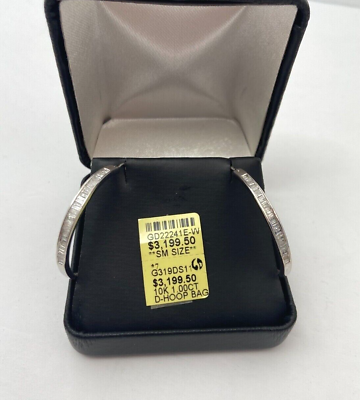 #ad Gold White Solid Earrings 10k amp; 1.00 Ct Baguette Diamonds $495.00