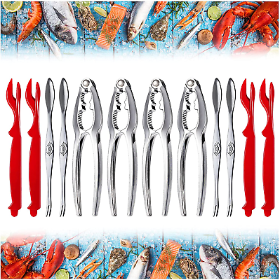 #ad Crab Leg Crackers Set Including 4 Nut Crackers 4 Lobster Shell Forks 13 Pieces $22.15