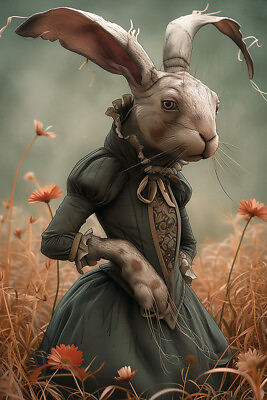 #ad ALICE IN WONDERLAND RABBIT ART PRINT Bunny Poster Animal Decor Fantasy D076 $9.95