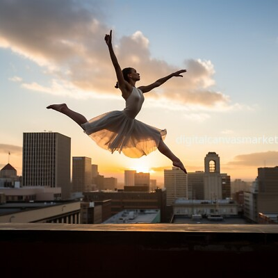 #ad Digital Image Picture Photo Wallpaper Background Rooftop Ballerina Art $0.99