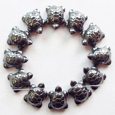 #ad 12Pcs Beautiful Carved Hematite Tortoise Pendant Bead DIY 18x13x7mm $12.33