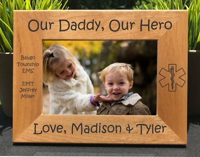 #ad Personalized Engraved My Dad My Hero EMT Paramedic Picture Frame $50.95
