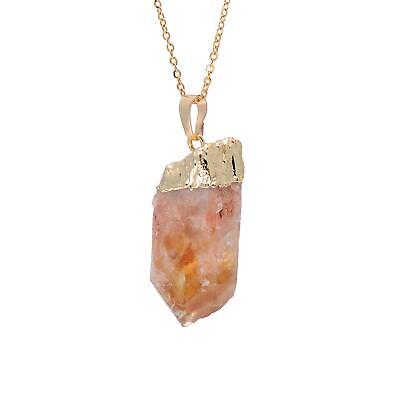 #ad Natural Healing Crystal Yellow Citrine Rough Stone Pendant Necklace Yellow G... $17.85