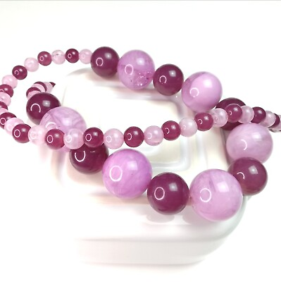 #ad Oversized Chunky Pink Purple Plastic Bead Necklace Lagenlook Jewellery Mother GBP 14.00