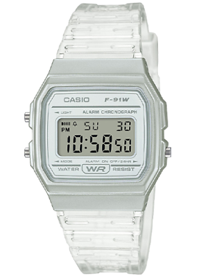 #ad Casio F91WS 7 7 Year Battery Chronograph Watch Clear Silicone Strap Alarm $23.97