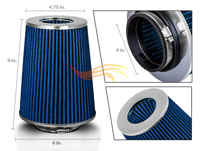 #ad 4 Inches 102 mm Cold Air Intake Cone Truck Long Filter 4quot; NEW BLUE Jeep $523.99