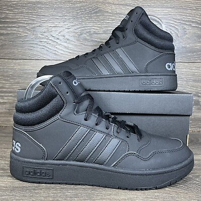adidas Men#x27;s Hoops 3.0 Mid Classic Black Basketball Shoes Sneakers Trainers New $54.95
