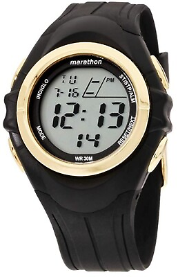 #ad Timex Marathon Quartz Digital Unisex Black Alarm Sport Black Watch 42mm TW5M2090 $14.00