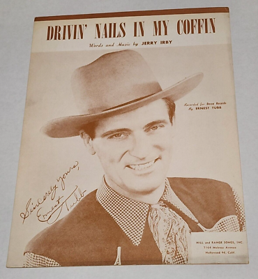 #ad Ernest Tubb Drivin#x27; Nails in My Coffin Song By Jerry Irby 1946 Sheet Music $150.00