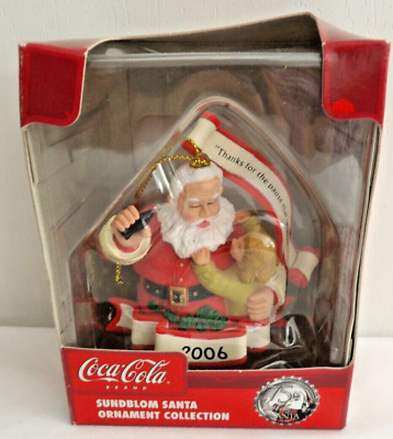 #ad Coca Cola Haddon Sundblom Santa Ornament Collection 2006 NIB Thank for the Pause $8.65