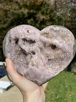 #ad Pink Amethyst Druzy Heart All Purple Crystal 3Lbs 13oz 8 Inch $219.00