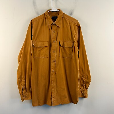 #ad Club Room Mens Medium Top Shirt Orange Brown Button Collar Cotton Nylon 18165 $20.30