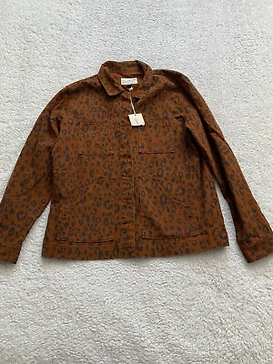 #ad Universal Thread Women Leopard Print Long Sleeve Twill Jacket Brown Size S $22.39