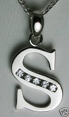 #ad Solid 14K White Gold Pendant 7 8quot; BIG 1.1g Personalized Gift Initial quot;Squot; $197.95