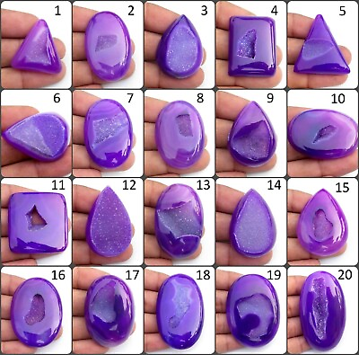 #ad Purple Onyx Druzy Agate Geode Cabochon Natural Gemstone Loose For Jewelry OND L $8.81