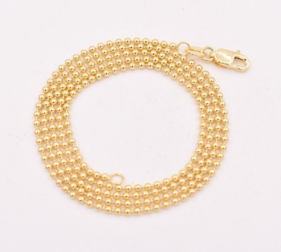 #ad 1.5mm Round All Shiny Plain Bead Ball Chain Necklace Real Solid 14K Yellow Gold $298.09
