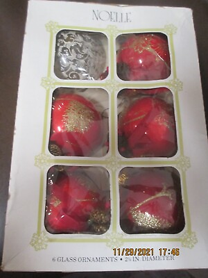 #ad VINTAGE CHRISTMAS ORNAMENTS GLASS SET OF 6 NOELLE $21.99