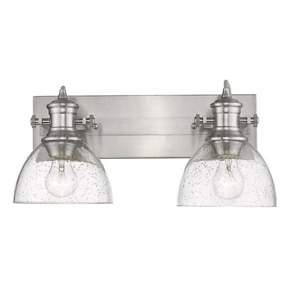#ad Golden Lighting Hines 2 Light Pewter with Seeded Glass Bath Vanity Light $154.99