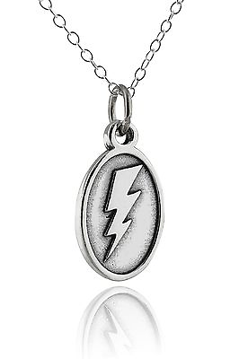 #ad Lightning Bolt Pendant Necklace 925 Sterling Silver Flash Charm Thunder NEW $40.00
