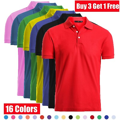 #ad Men#x27;s Causal Cotton Polo Dri Fit T Shirt Jersey Short Sleeve Sport Casual Golf $10.99